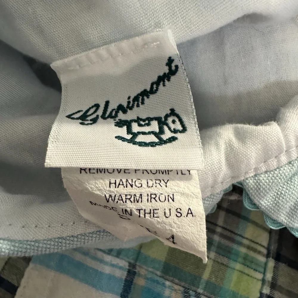 Glorimont Dress Girls Size 4 Blue Green Patchwork Sleeveless Collared Pockets